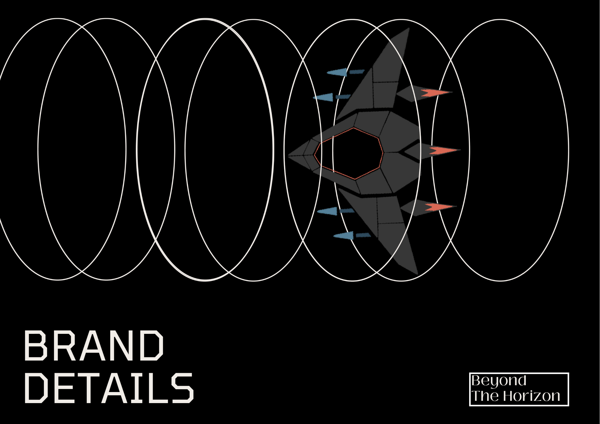 EclipNex brand details by Golam Sayon Ahamed — geometric spacecraft logo on black background with overlapping orbital rings and Beyond The Horizon tagline