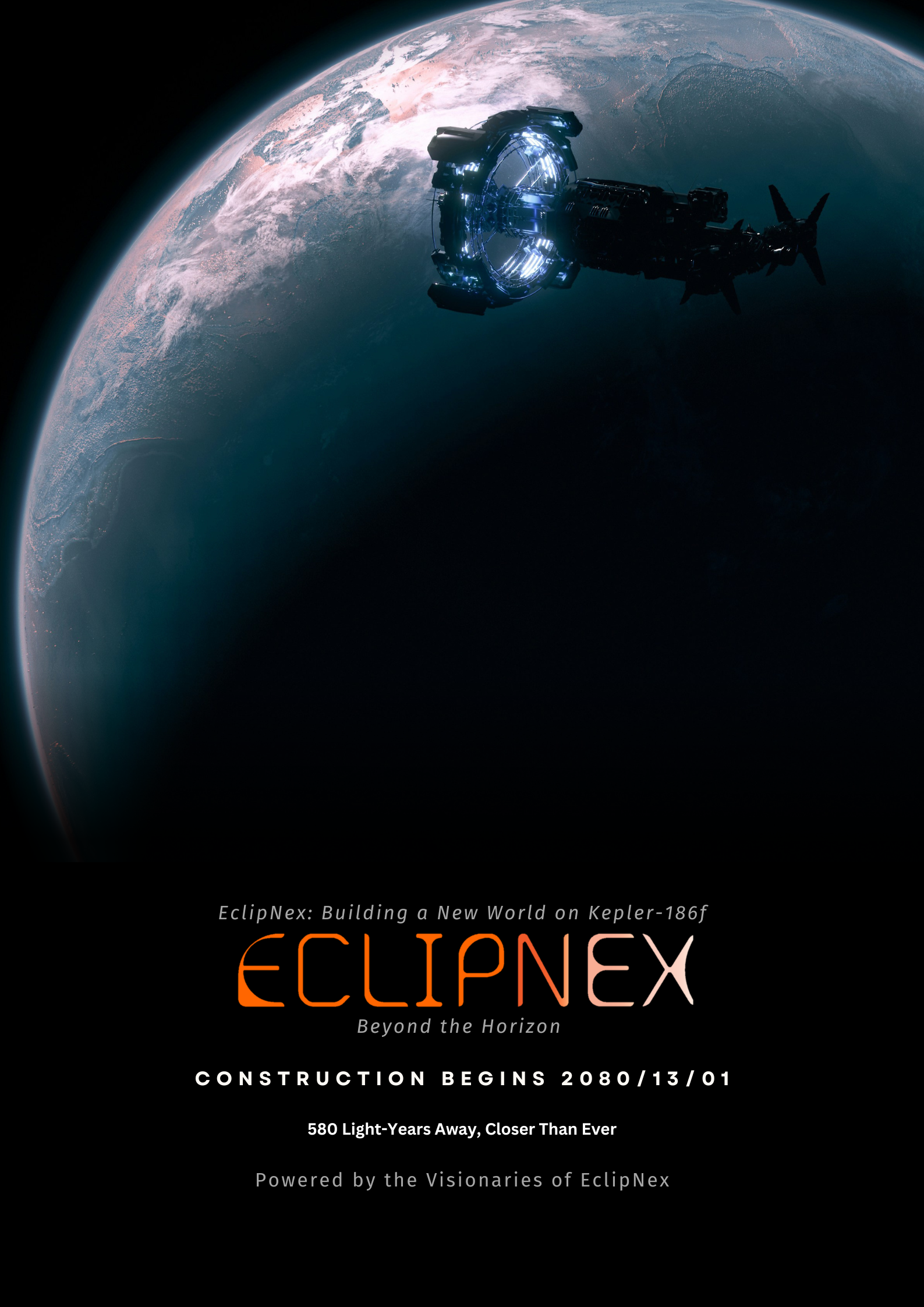 EclipNex poster by Golam Sayon Ahamed — A4 campaign poster for speculative space exploration brand