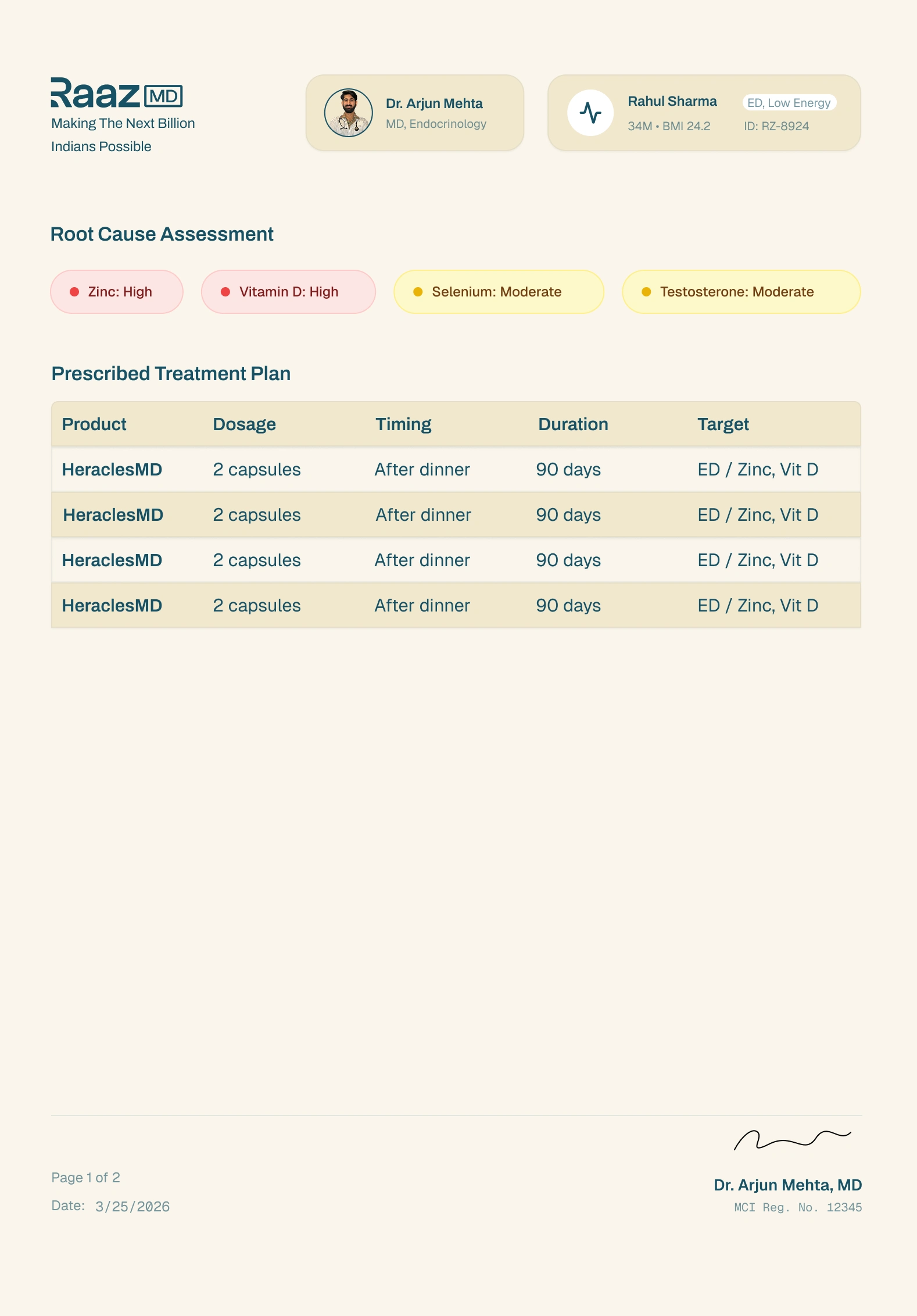 Prescription exploration — card layout direction