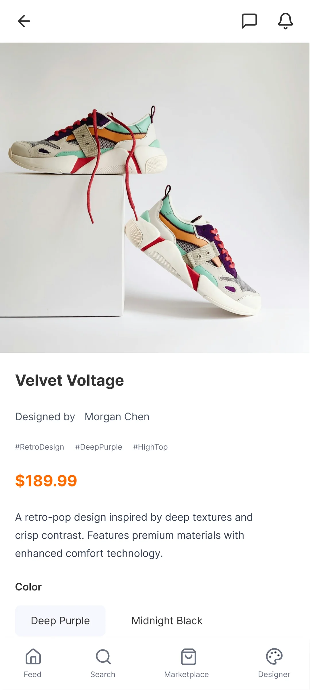 Forge product page by Golam Sayon Ahamed — design story leads before the price, supporting the designer not just the transaction