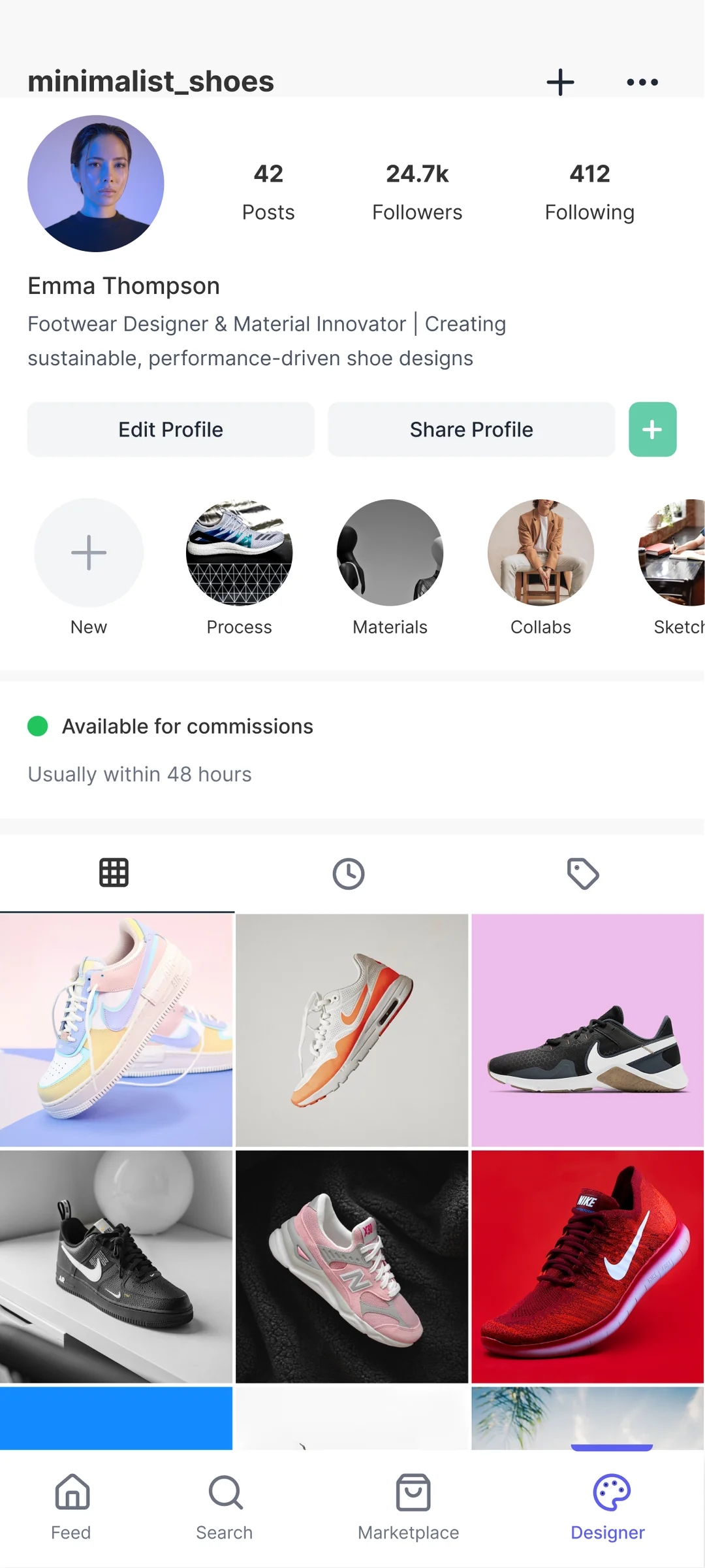 Forge designer profile view by Golam Sayon Ahamed — full control over presence, analytics, and work presentation