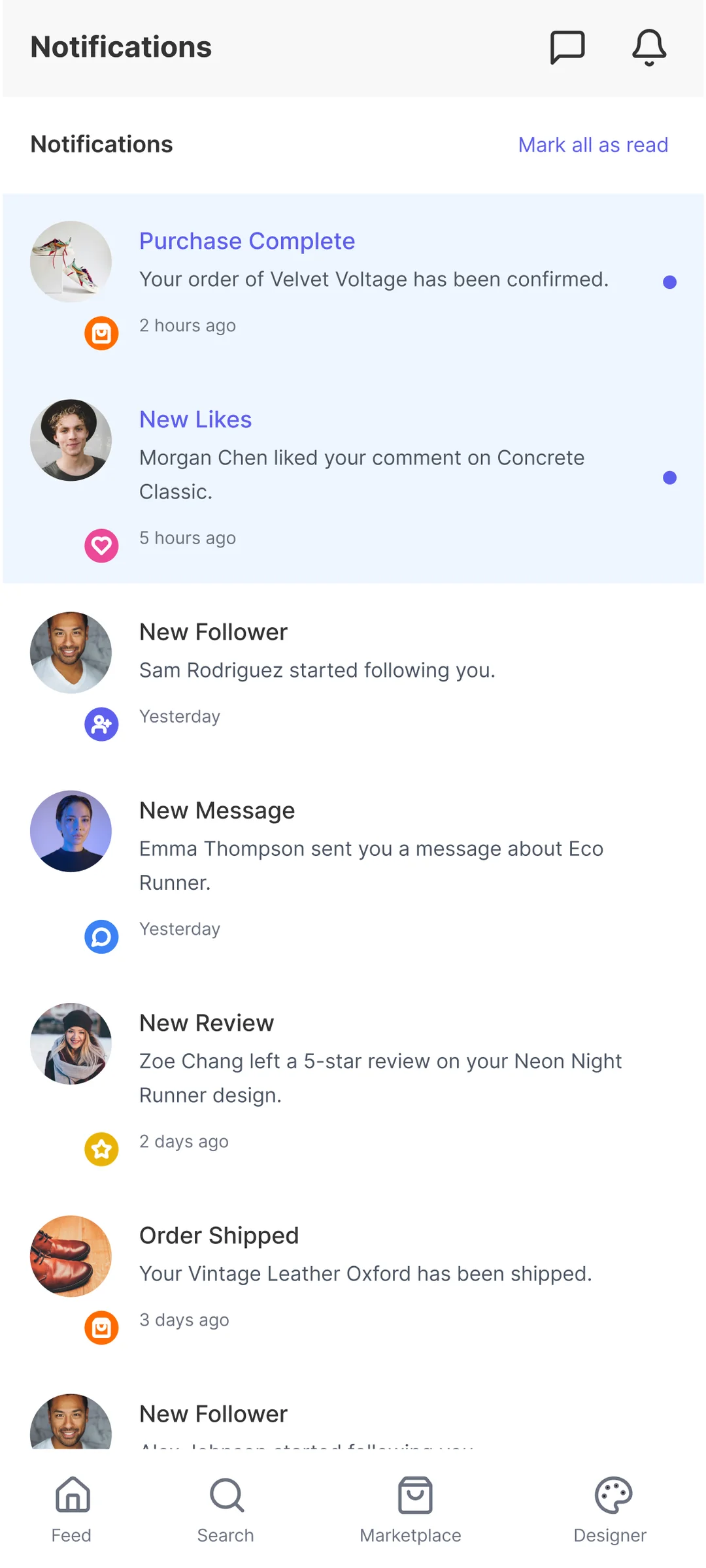Forge notifications screen by Golam Sayon Ahamed — fast activity layer keeping interactions lightweight