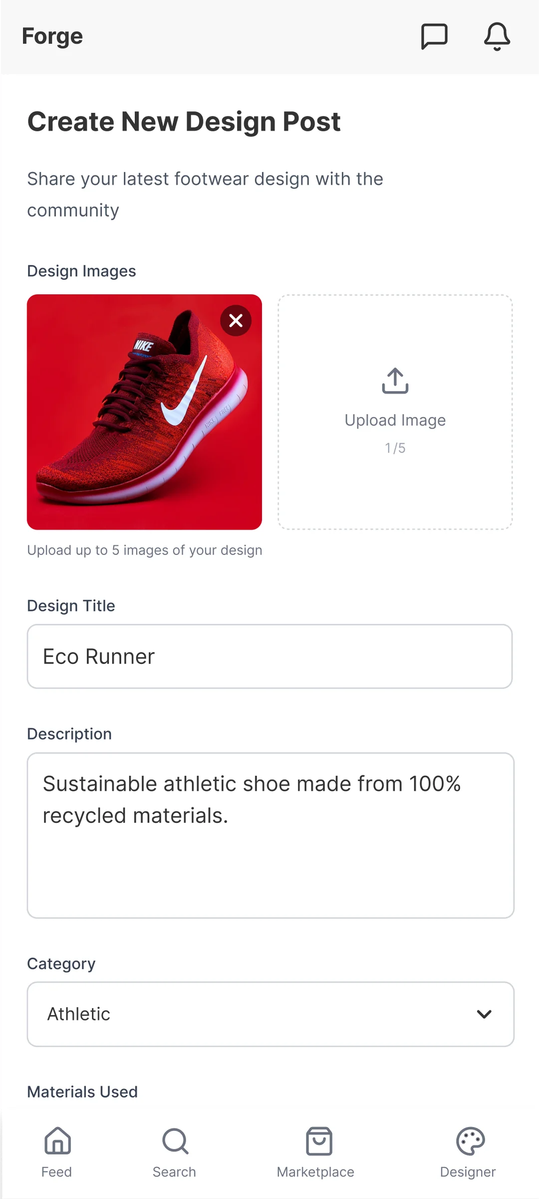 Forge post creation screen by Golam Sayon Ahamed — minimal posting flow so sharing work never feels like a task