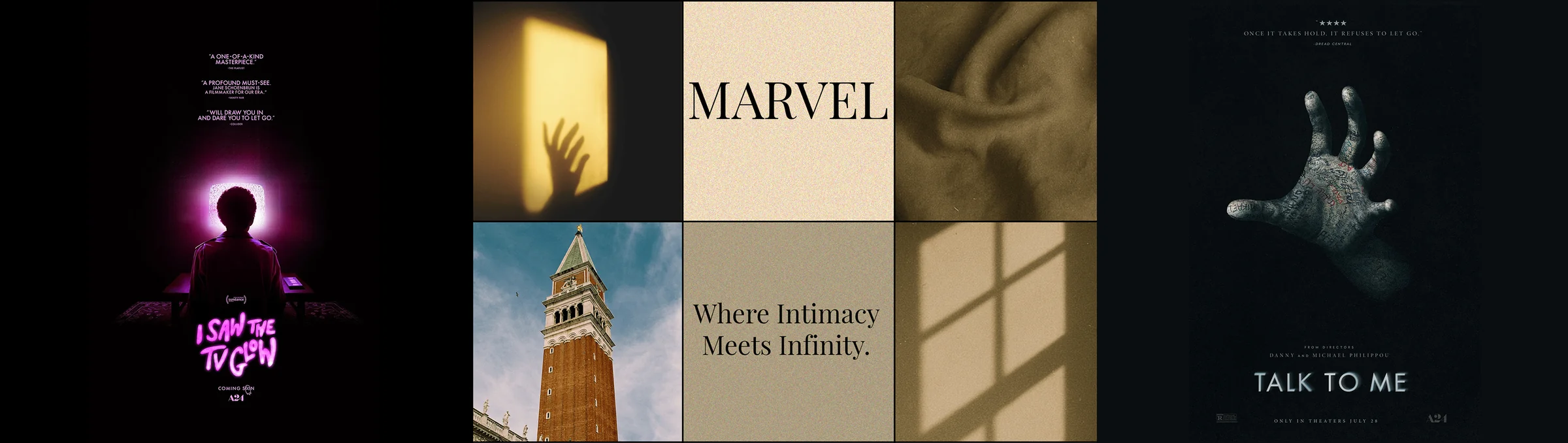 Marvel x A24 visual direction and moodboard by Golam Sayon Ahamed — tone, colour palette, and cinematic reference for brand reimagining