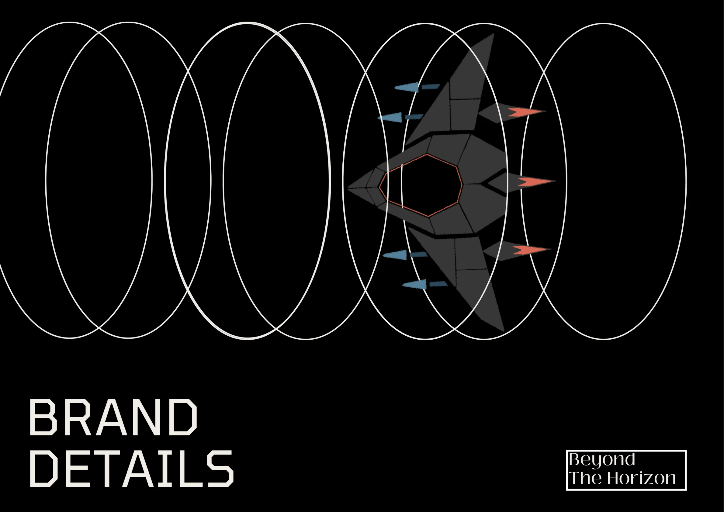 EclipNex brand details by Golam Sayon Ahamed — geometric spacecraft logo on black background with overlapping orbital rings and Beyond The Horizon tagline