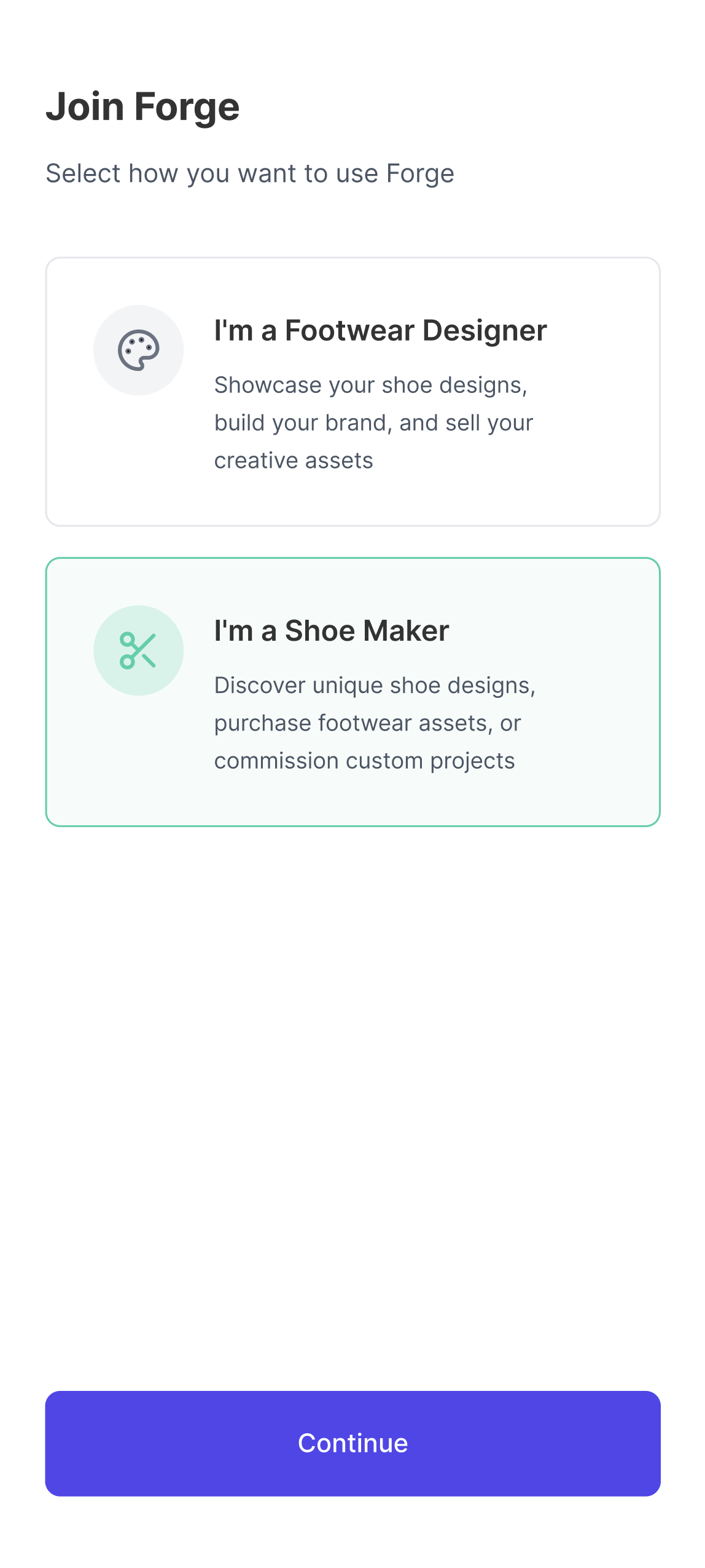 Forge onboarding complete screen