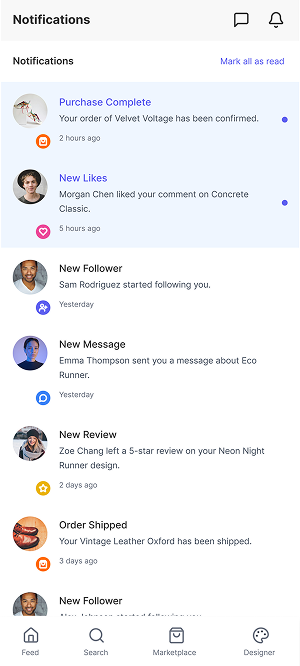 Notifications screen