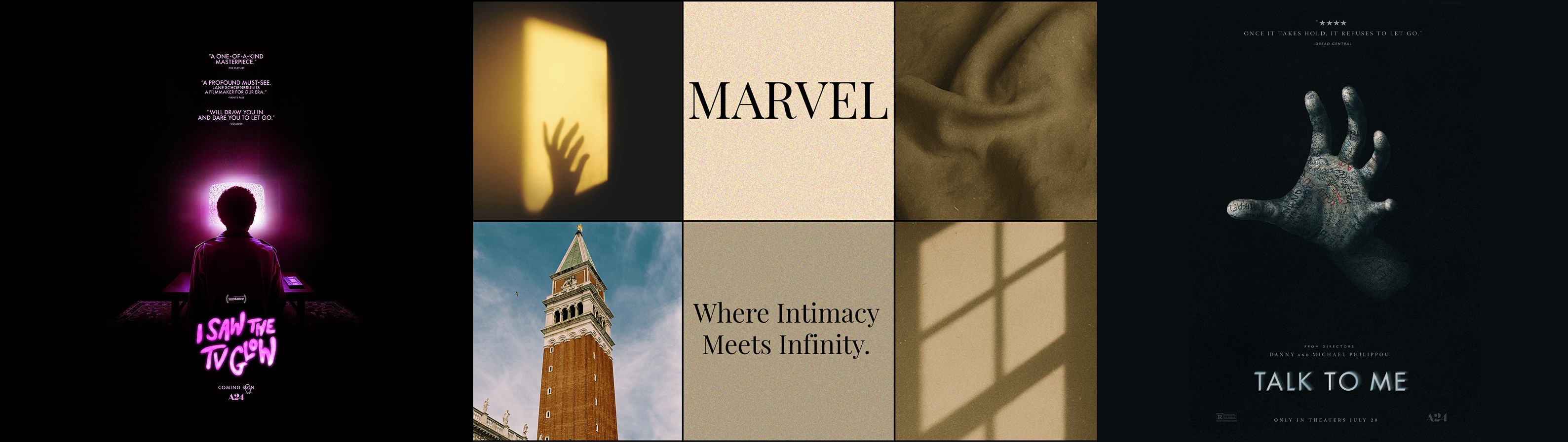 Marvel x A24 visual direction and moodboard by Golam Sayon Ahamed — tone, colour palette, and cinematic reference for brand reimagining