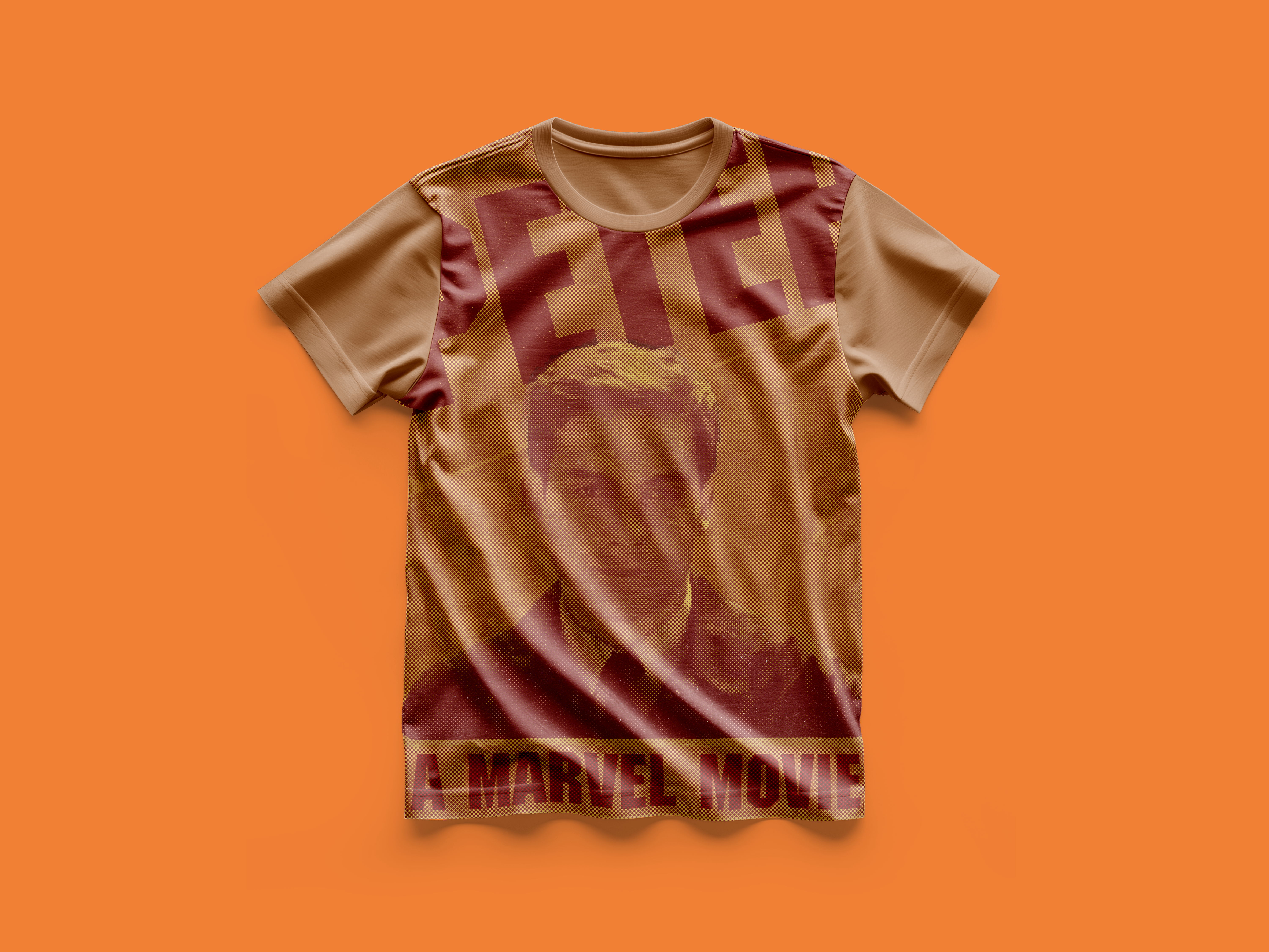 Marvel x A24 merchandise t-shirt by Golam Sayon Ahamed — minimal typography, restrained design, no hero branding